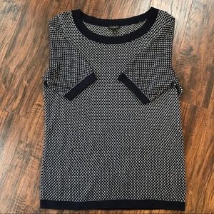 Talbots | Navy Blue and White Patterned Top, M